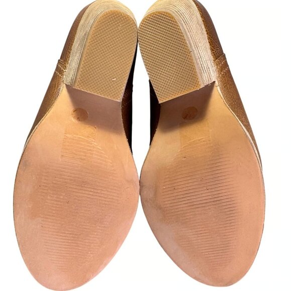 JEFFREY CAMPBELL Ankle Boots Size 9 Ibiza Last Vinton Brown Leather Stack Heel M - Picture 4 of 4